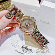 Michael Kors Lennox Three Hand Rose Gold Dial Rose Gold Steel Strap Watch For Women - MK7230