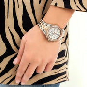 Michael Kors Everest Chronograph White Dial Two Tone Steel Strap Watch For Women - MK7214
