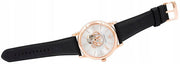 Emporio Armani Luigi Automatic Skeleton Silver Dial Black Leather Strap Watch For Men - AR60013