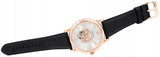 Emporio Armani Luigi Automatic Skeleton Silver Dial Black Leather Strap Watch For Men - AR60013