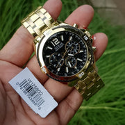 Guess Surge Chronograph Black Dial Gold Steel Strap Watch for Men - W1258G2