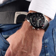 Hugo Boss Rafale Chronograph Black Dial Black Leather Strap Watch For Men - 1513390