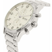 Hugo Boss Aeroliner Chronograph White Dial Silver Steel Strap Watch for Men - 1513182
