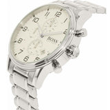 Hugo Boss Aeroliner Chronograph White Dial Silver Steel Strap Watch for Men - 1513182