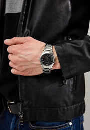 Emporio Armani Valente Quartz Black Dial Silver Steel Strap Watch For Men - AR11086