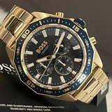 Hugo Boss Energy Chronograph Blue Dial Gold Steel Strap Watch For Men - 1513973