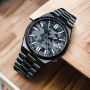Citizen Tsuyosa Automatic Camouflage Black Dial Black Steel Strap Watch For Men - NJ0155-87E
