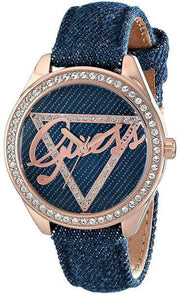 Guess Little Flirt Quartz Blue Dial Blue Leather Strap Watch For Women - W0456L6