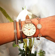 Fossil Jacqueline White Dial Brown Leather Strap Watch for Women - ES3487