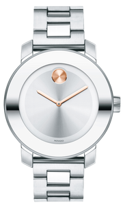 Movado Bold Silver Dial Silver Steel Strap Watch For Women - 3600084