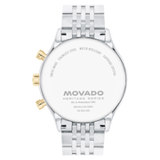 Movado Heritage Calendoplan Chronograph Black Dial Silver Steel Strap Watch for Men - 3650014