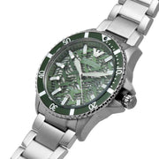 Emporio Armani Sea Explorer Meccanico Automatic Green Dial Silver Steel Strap Watch For Men - AR60061