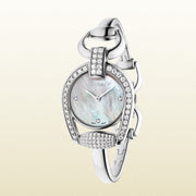 Gucci Horsebit Collection Diamonds Mother of Pearl Dial Silver Steel Strap Watch For Women - YA139505