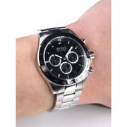 Hugo Boss Ikon Chronograph Black Dial Silver Steel Strap Watch for Men - 1512965