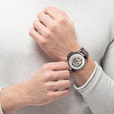 Maserati Ingegno Automatic Skeleton White Dial Brown Leather Strap Watch For Men - R8821119003