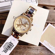 Michael Kors Ritz Chronograph Gold Dial Two Tone Steel Strap Watch for Women - MK6322