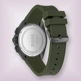 Hugo Boss Volane Chronograph Grey Dial Green Silicone Strap Watch For Men - 1513952