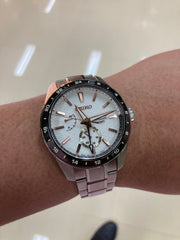 Seiko Presage Sharp Edged Series Automatic GMT Champagne Dial Silver Steel Strap Watch For Men - SPB273J1