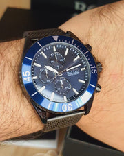 Hugo Boss Ocean Edition Chronograph Blue Dial Black Mesh Bracelet Watch for Men - 1513702