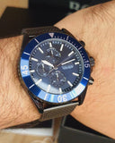 Hugo Boss Ocean Edition Chronograph Blue Dial Black Mesh Bracelet Watch for Men - 1513702