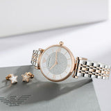 Emporio Armani Gianni T Bar White Dial Two Tone Steel Strap Watch For Women - AR80035