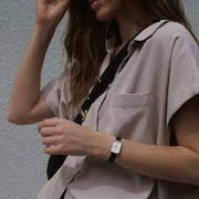Daniel Wellington Quadro White Dial Black Leather Strap Watch For Women - DW00100434
