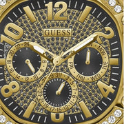Guess Duke Glitz Crystals Gold Dial Gold Steel Strap Watch For Men - GW0576G2