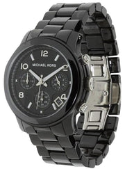 Michael Kors Runway Black Ceramic Dial Black Steel Strap Watch for Women - MK5162