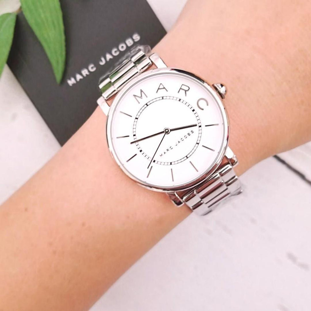 Marc Jacobs Roxy White Dial Silver Steel Strap Watch for Women