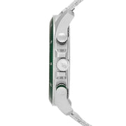 Lacoste Neoheritage Chronograph Green Dial Silver Steel Strap Watch for Men - 2011255