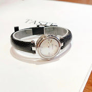 Gucci Diamantissima Diamonds Mother of Pearl Dial Black Leather Strap Watch For Women - YA141511