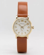 Marc Jacobs Baker White Dial Brown Leather Strap Watch for Women - MBM1317