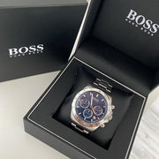 Hugo Boss Hero Sport Chronograph Blue Dial Silver Steel Strap Watch for Men - 1513755