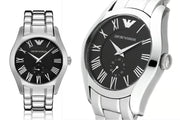 Emporio Armani Valente Black Dial Silver Steel Strap Watch For Men - AR0680