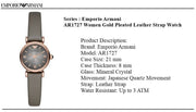 Emporio Armani Gianni T Bar Quartz Gray Dial Gray Leather Strap Watch For Women - AR1727