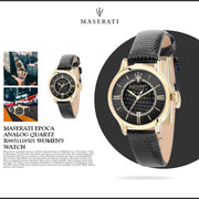 Maserati Epoca Black Dial Black Leather Strap Watch For Women - R8851118501