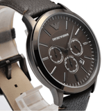 Emporio Armani Sportivo Chronograph Black Dial Brown Leather Strap Watch For Men - AR2462