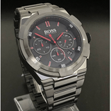Hugo Boss Supernova Chronograph Grey Dial Grey Steel Strap Watch for Men - 1513361