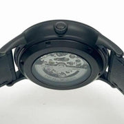 Emporio Armani Meccanico Automatic Skeleton Black Dial Black Leather Strap Watch For Men - AR60042