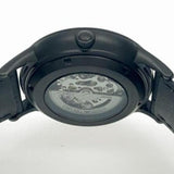 Emporio Armani Meccanico Automatic Skeleton Black Dial Black Leather Strap Watch For Men - AR60042