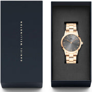 Daniel Wellington Iconic Link Grey Dial Gold Steel Strap Watch For Women - DW00100334