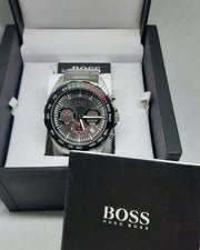 Hugo Boss Intensity Chronograph Black Dial Silver Steel Strap Watch For Men - 1513680