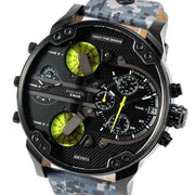 Diesel Big Daddy Chronograph Black Dial Black Leather Strap Watch For Men - DZ7311