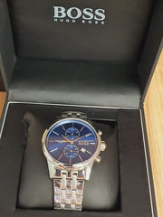 Hugo Boss Jet Chronograph Blue Dial Silver Steel Strap Watch for Men - 1513384