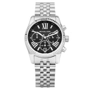 Michael Kors Runway Chronograph Black Dial Silver Steel Strap Watch For Women - MK5708
