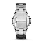 Fossil Grant Chronograph Black Dial Silver Steel Strap Watch for Men - FS4994