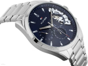 Tommy Hilfiger Baker Quartz Blue Dial Silver Steel Strap Watch For Men - 1710448