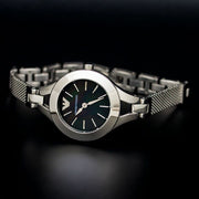 Emporio Armani Classic Quartz Black Dial Silver Steel Strap Watch For Women - AR7328