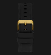 Guess Matrix Multifunction Gold Dial Black Rubber Strap Watch For Men - GW0423G2