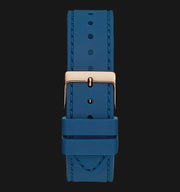 Guess Multifunction Crystals Rose Gold Dial Blue Rubber Strap Watch For Women - GW0439L4